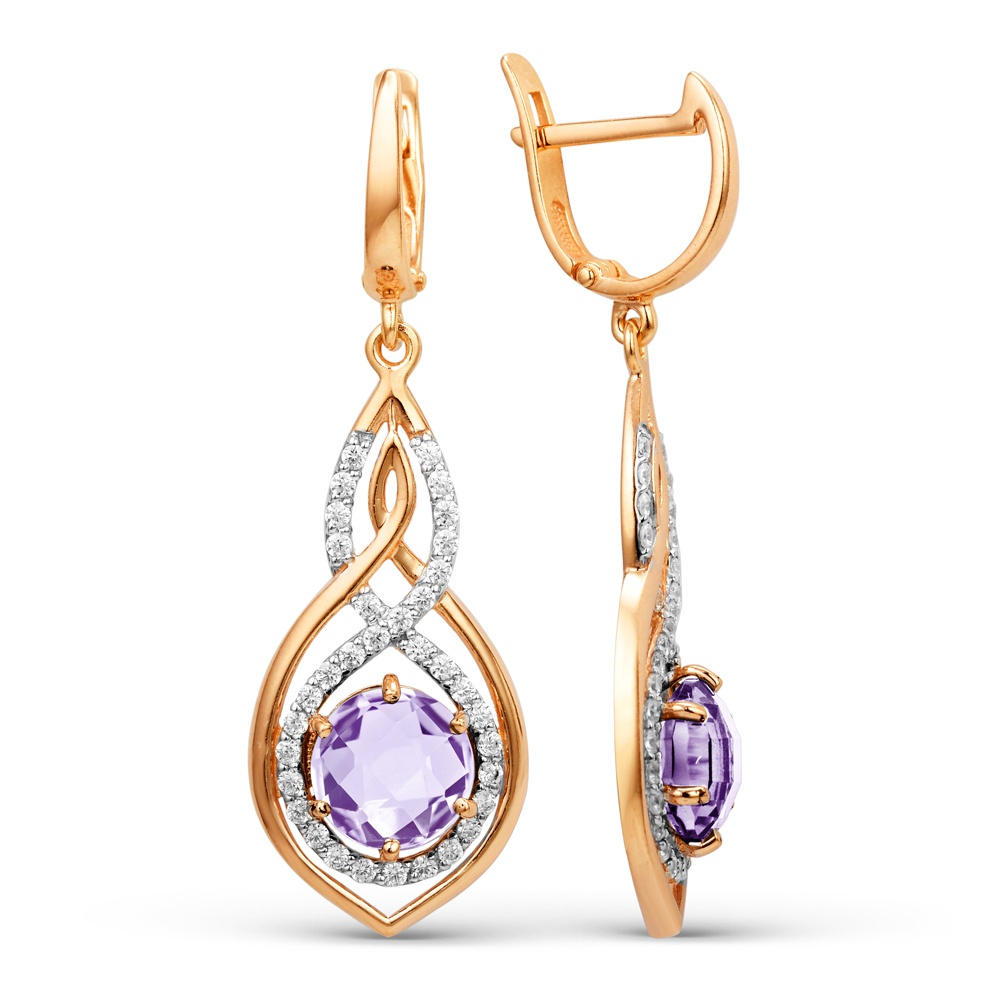 

Серьги из красного золота с аметистом, фианитом 585Gold 202006958, 202006958