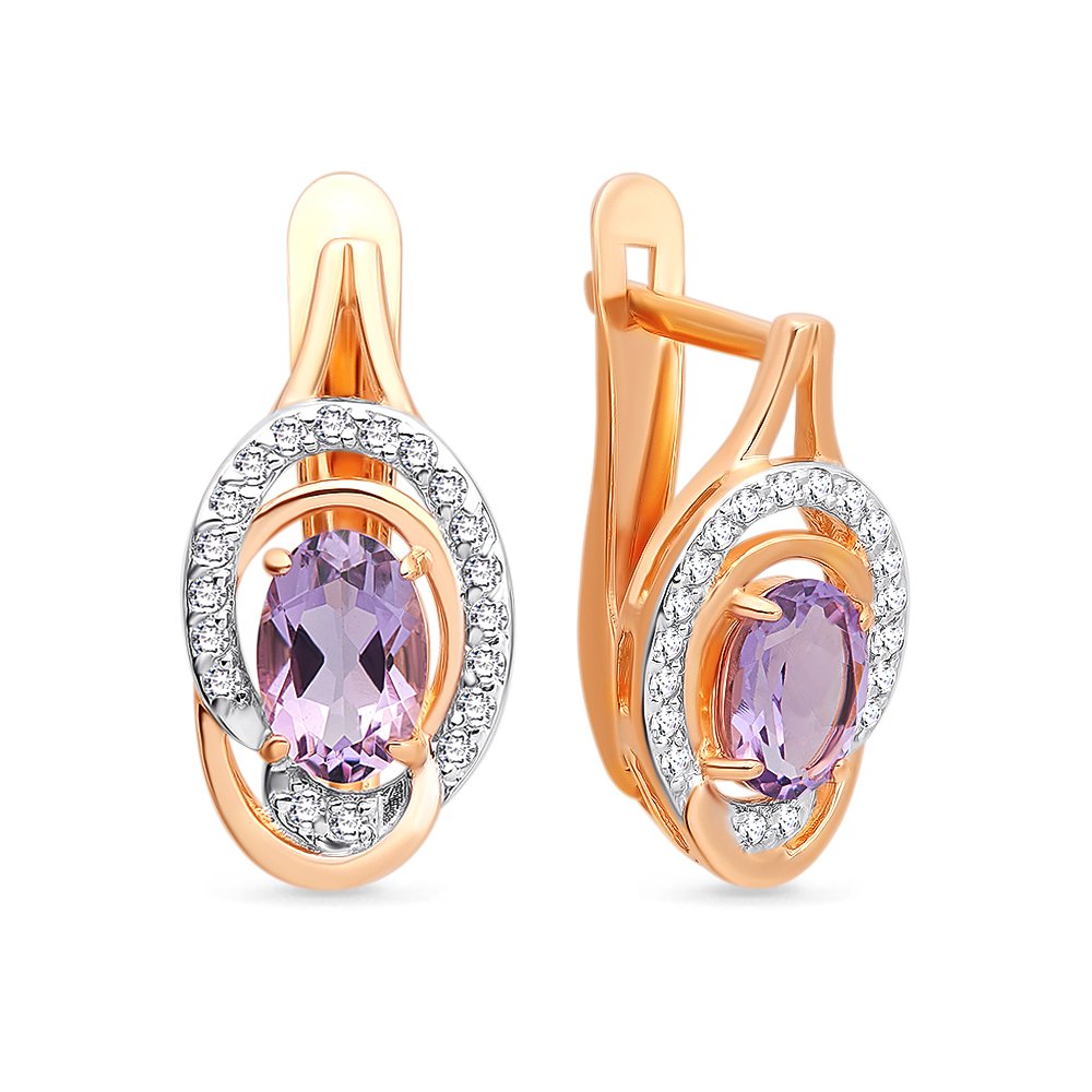 

Серьги из красного золота с аметистом, фианитом 585Gold 202006721, 202006721