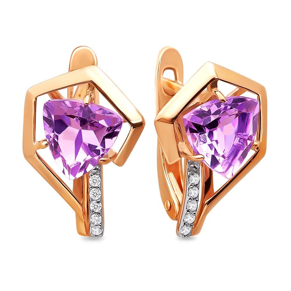 

Серьги из красного золота с аметистом, фианитом 585Gold 202006717, 202006717