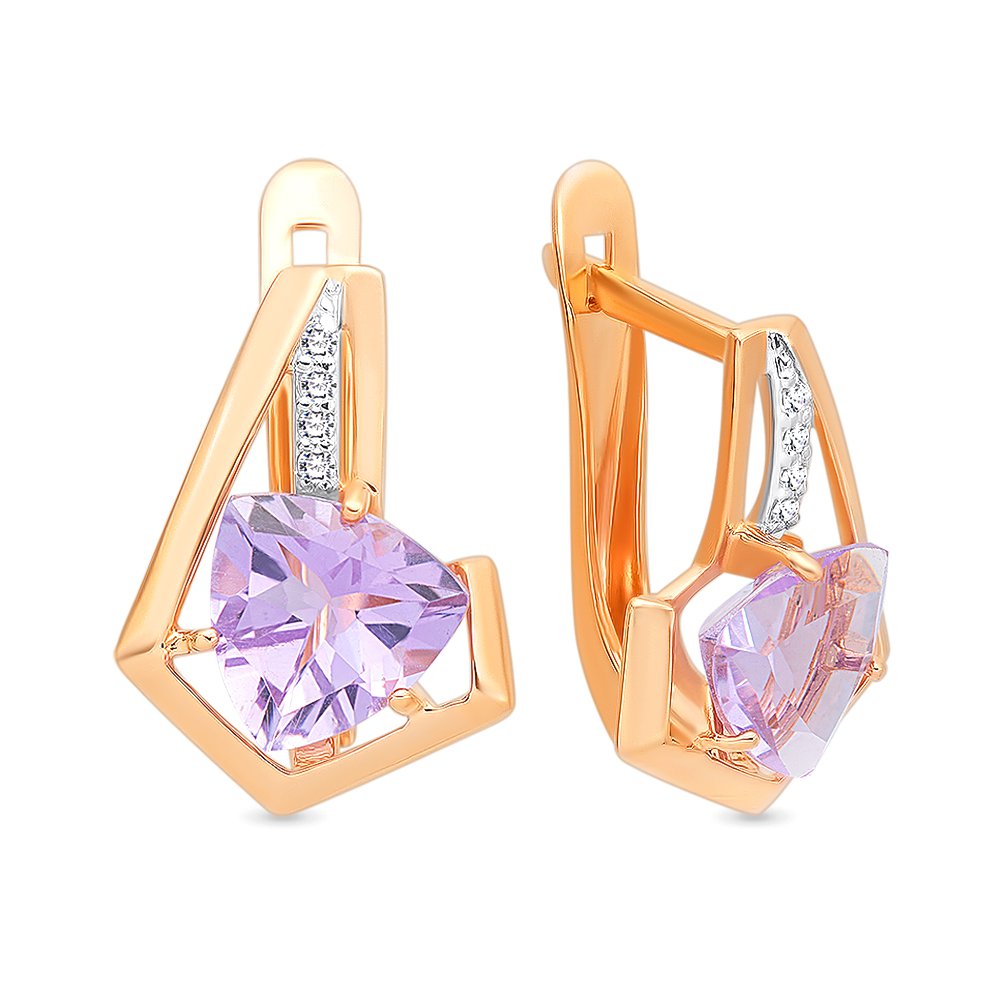 

Серьги из красного золота 585Gold 202006716, аметист/фианит, 202006716