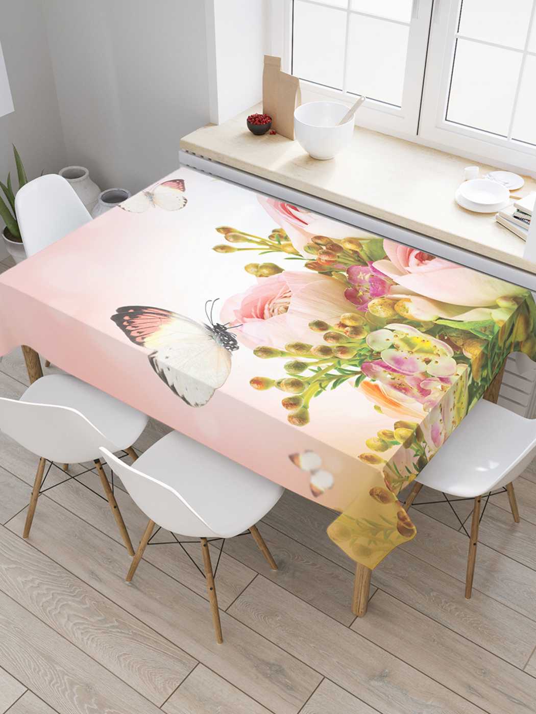 

Скатерть прямоугольная JoyArty "Бутоны цветов" из сатена, 180x145 см, Бутоны цветов