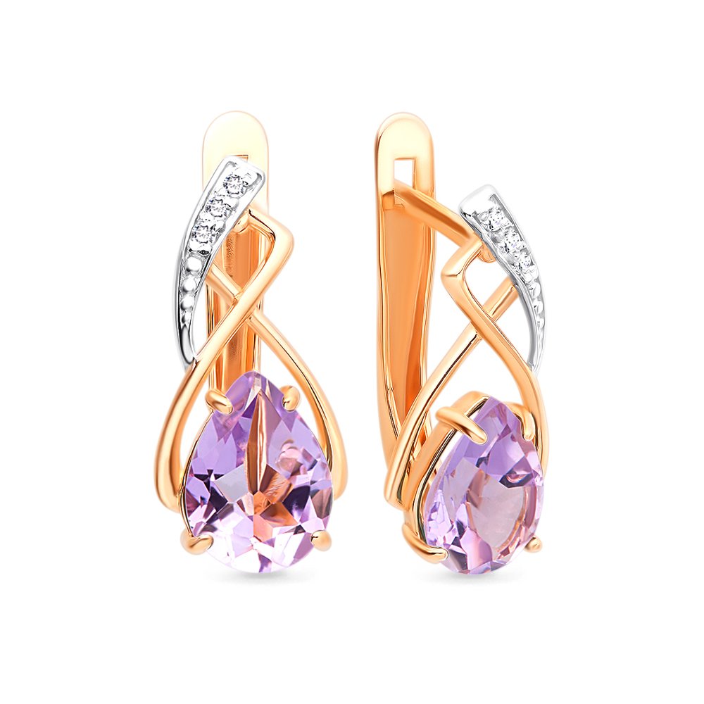

Серьги из красного золота с аметистом, фианитом 585Gold 202006703, 202006703