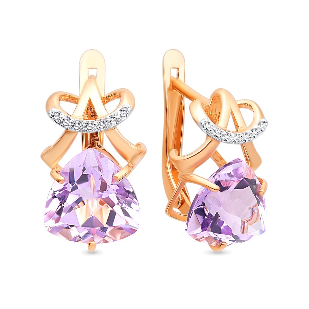 

Серьги из красного золота 585Gold 202006700, аметист/фианит, 202006700