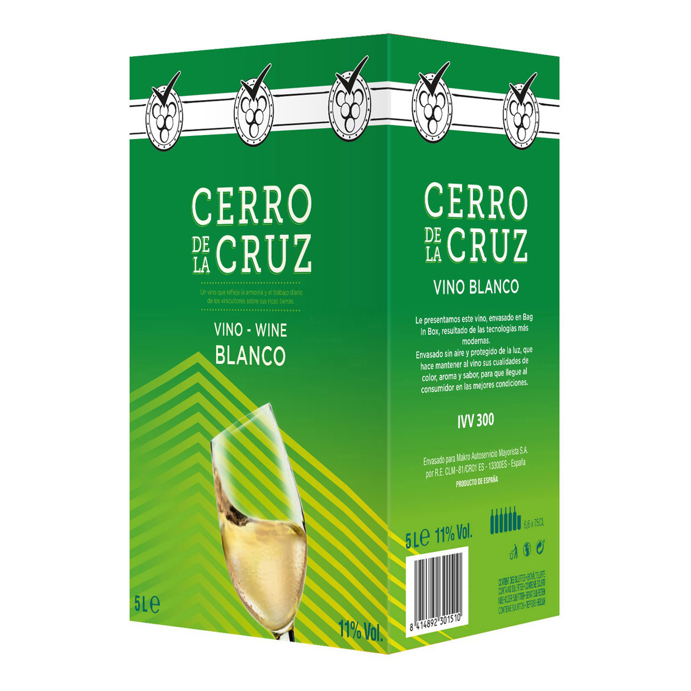 

Вино Cerrо de la Cruz Blanсo белое сухое 11% 5 л