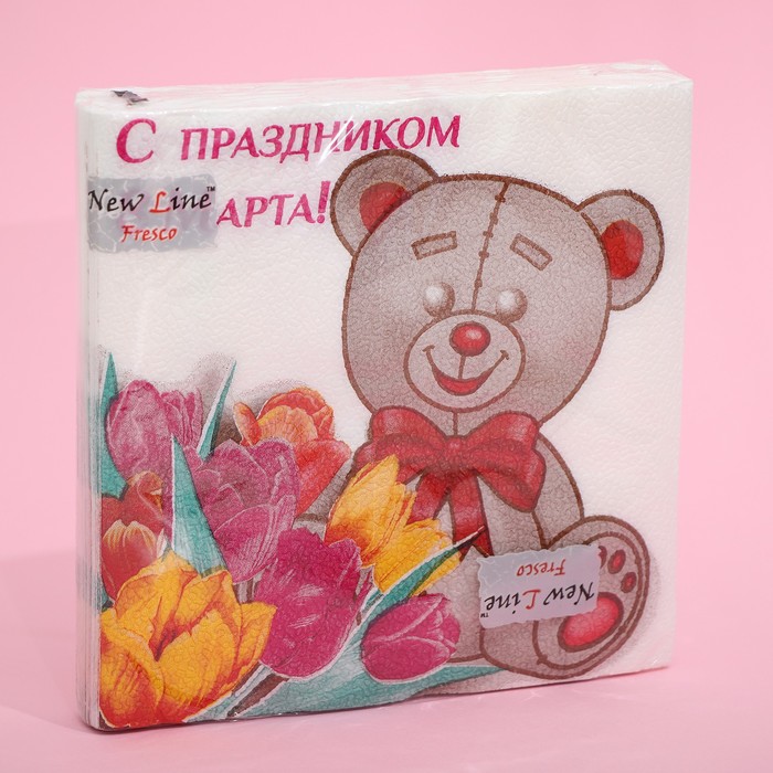 

Салфетки бумажные New Line FRESCO «С 8 Марта», 2 слоя, 20 листов, 33х33
