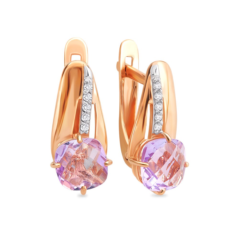 

Серьги из красного золота с аметистом, фианитом 585Gold 202006697, 202006697