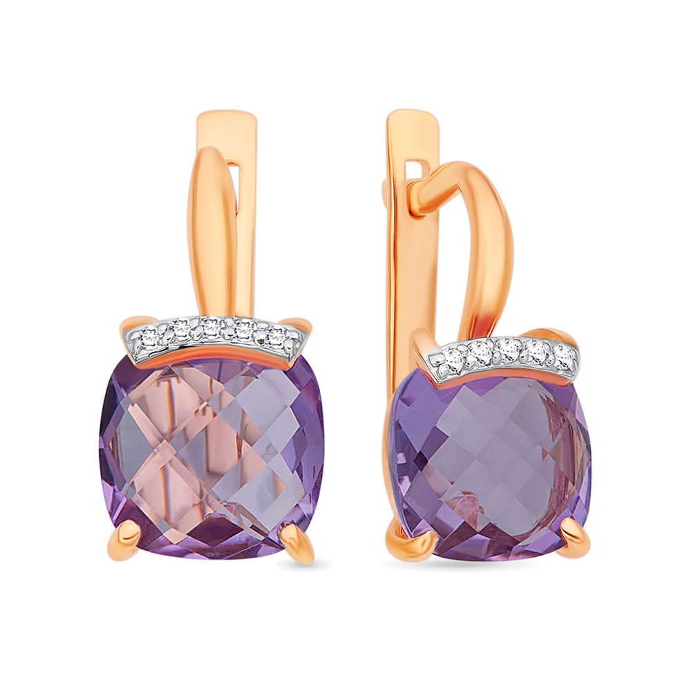 

Серьги из красного золота с аметистом, фианитом 585Gold 202006683, 202006683