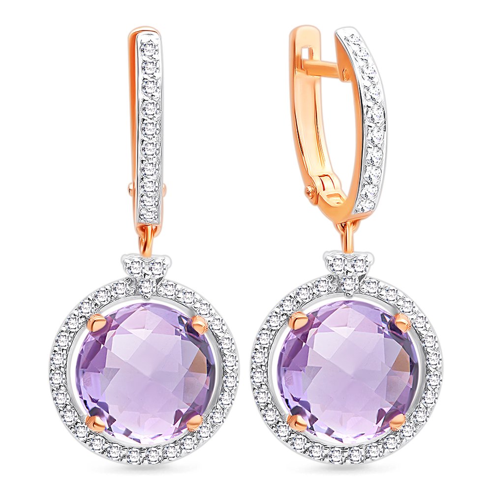 

Серьги из красного золота с аметистом, фианитом 585Gold 202006680, 202006680