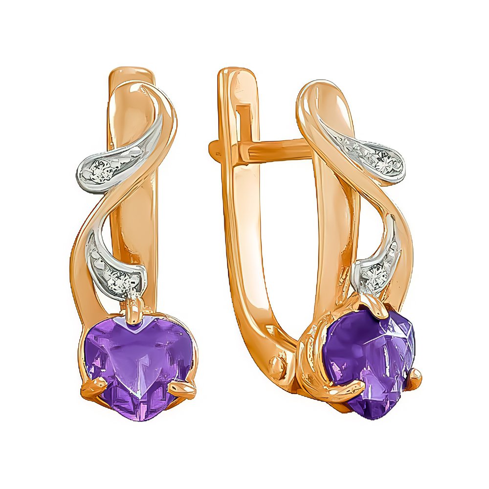 

Серьги из красного золота с аметистом, фианитом 585Gold 202006443, 202006443