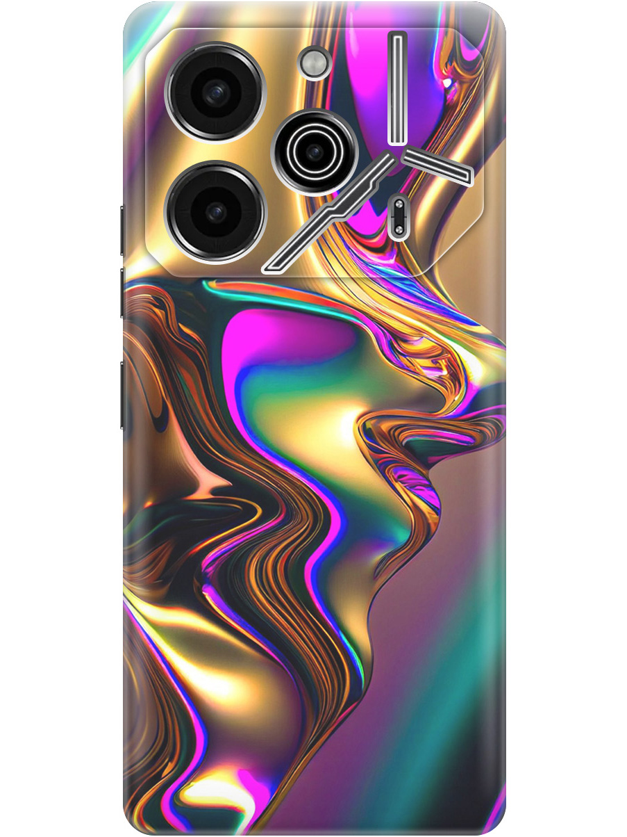 

Силиконовый чехол на Tecno Pova 6 Pro с принтом "Золотистая абстракция", Прозрачный;золотистый;фиолетовый, 781971031