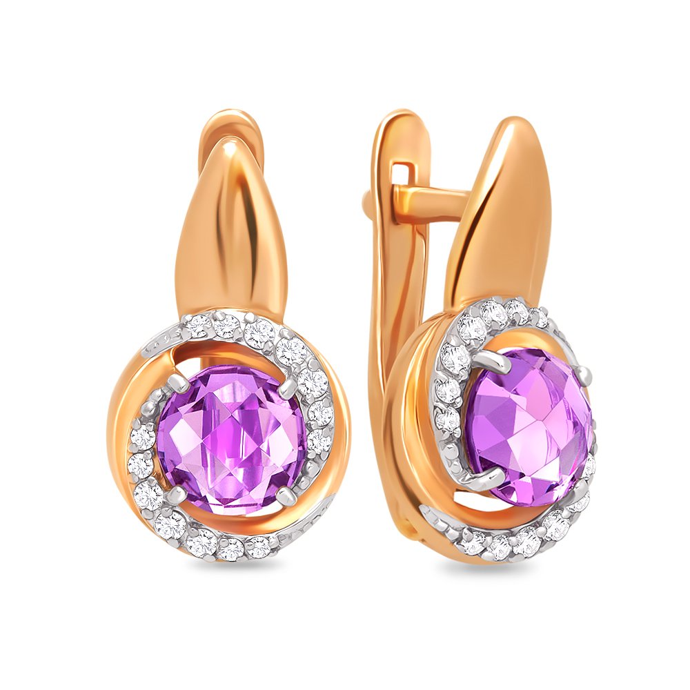 

Серьги из красного золота с аметистом, фианитом 585Gold 202006440, 202006440