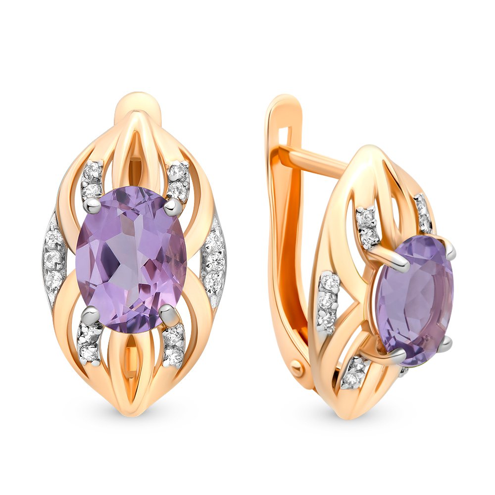 

Серьги из красного золота с аметистом, фианитом 585Gold 202006432, 202006432
