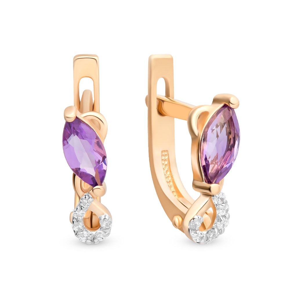 

Серьги из красного золота с аметистом, фианитом 585Gold 202006426, 202006426