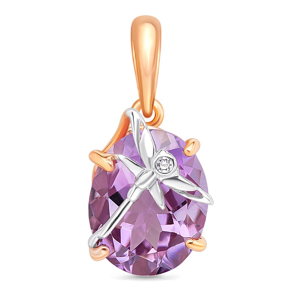 Кулон из красного золота 585Gold 203002858, аметист/фианит