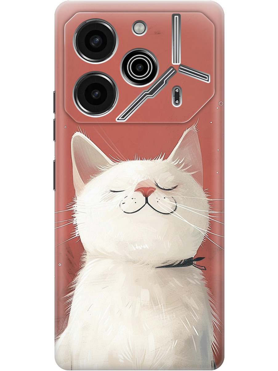 

Силиконовый чехол на Tecno Pova 6 Pro с принтом "Гордый котик", Прозрачный;белый;красный, 781971012