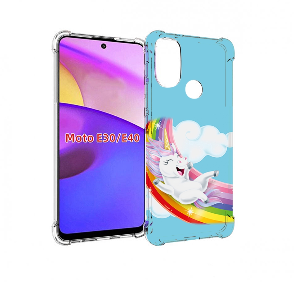 

Чехол бампер MyPads единорог-на-радуге для Motorola Moto E30., Прозрачный, Tocco