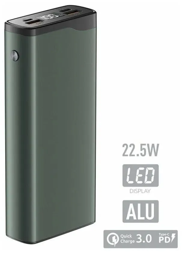 

Внешний аккумулятор Olmio QL-20 20000 мА/ч универсальное, серый (00-90012165), QL-20