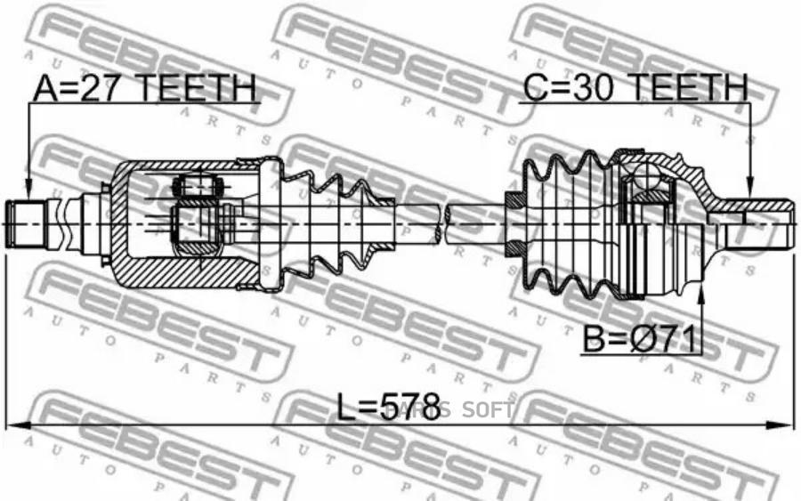 

Привод передн правый 27X578X30 MERCEDES BENZ W212 4 MATIC 2008-2013 1614-221FRH