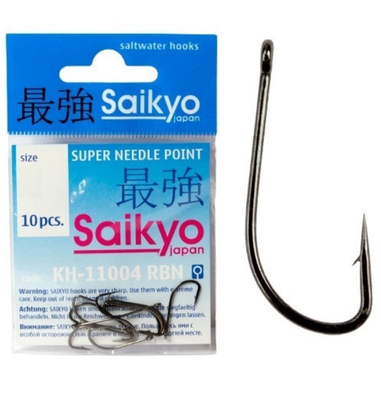 

Одинарные крючки Saikyo кристалл №12 BN, с колечком, прямое острие, с бородкой, Черный, Kh-11004 Crystal Bn №12