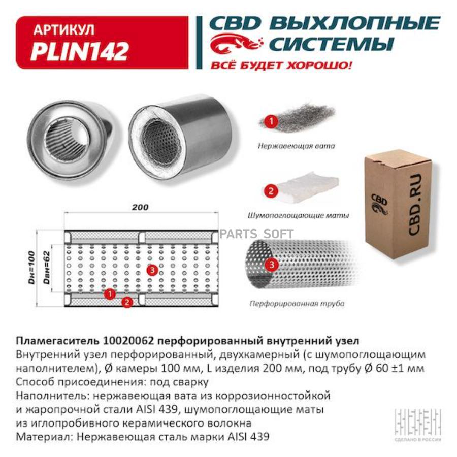 Пламегаситель 10020062 перфорированный внутр. узел, из Нерж.стали. CBD. PLIN142