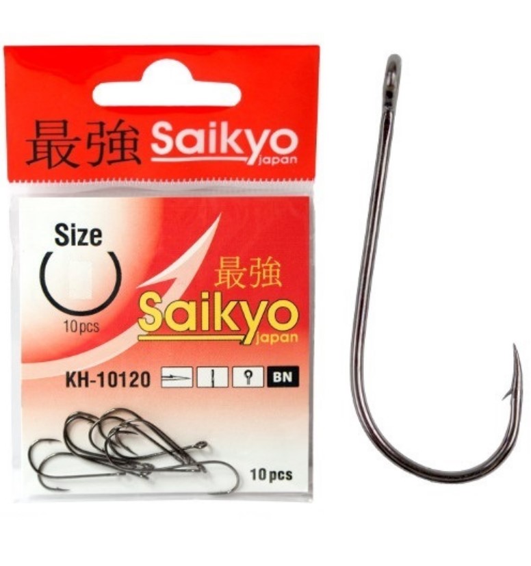

Одинарные крючки Saikyo лимерик №10 BN, с колечком, загнутое острие, с бородкой, Черный, Kh-10120 Bn №10