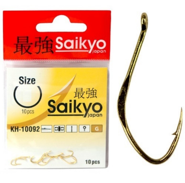 

Одинарные крючки Saikyo кристалл №12 G, с колечком, загнутое острие, с бородкой, Золотистый, Kh-10092 G №12