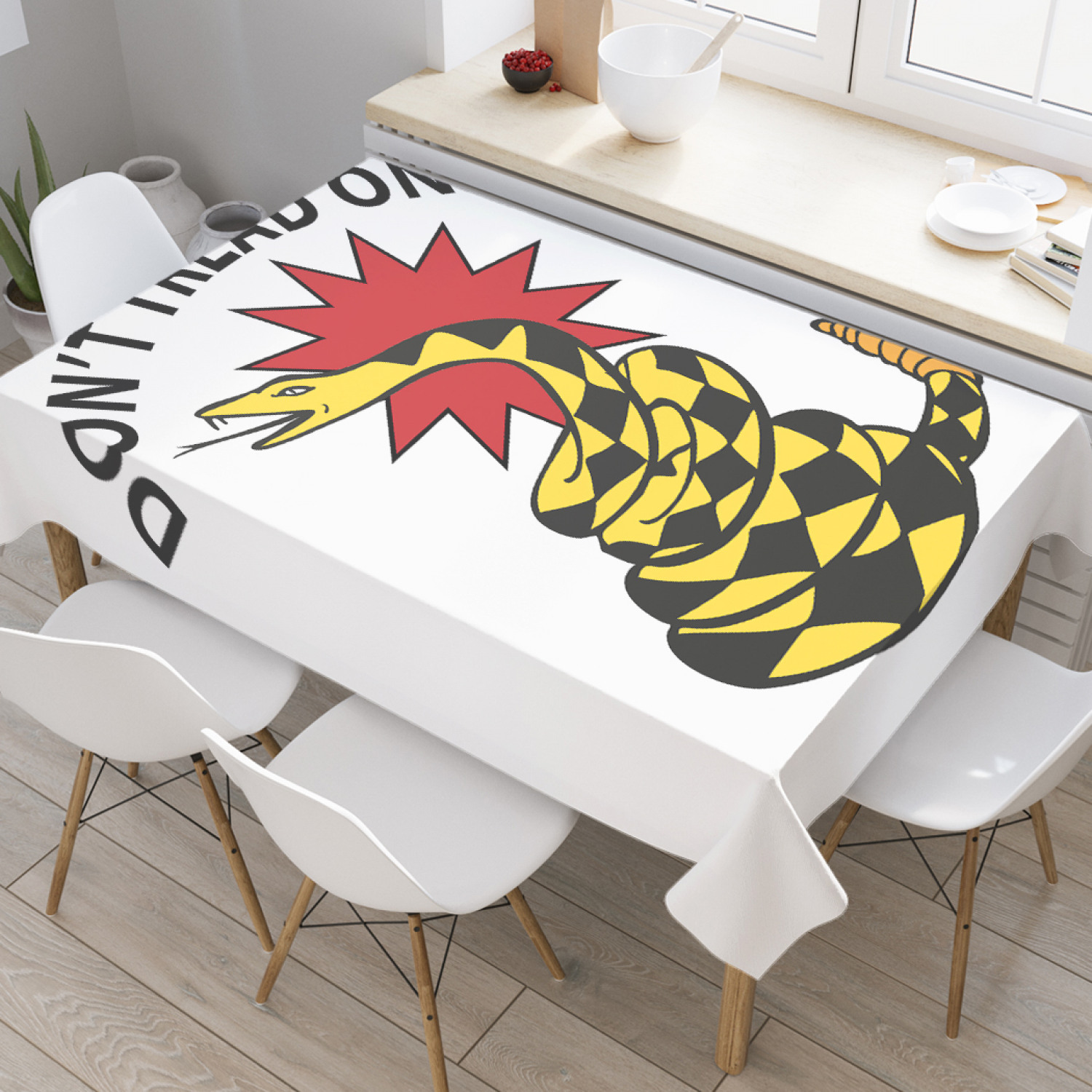 

Скатерть прямоугольная JoyArty "Не наступай на меня" из оксфорда, 120x145см, Белый, Не наступай на меня