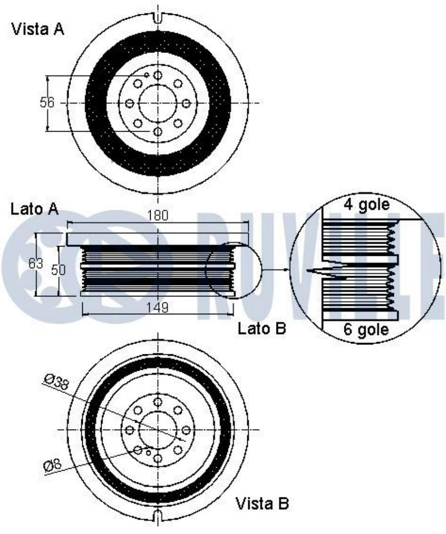 Шкив Коленвала Bmw 7 E65 E66 E67 Ruville арт 520294 48470₽