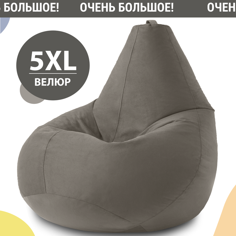 

Кресло-мешок MyPuff груша, XXХХХL, велюр, серый, Кресло груша велюр2