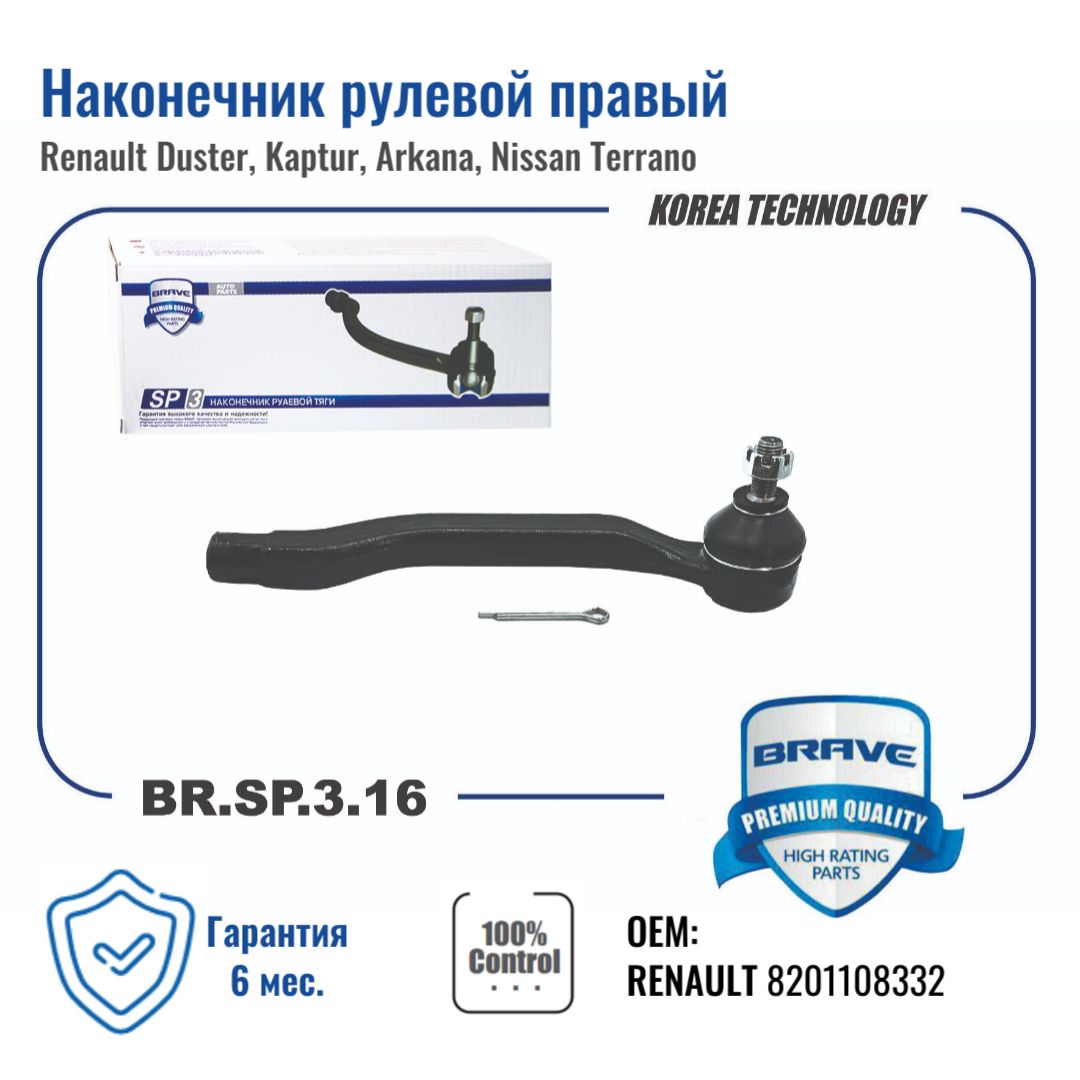 Наконечник Рулевой Renault Duster Правый Brave BRAVE арт BRSP316 1548₽