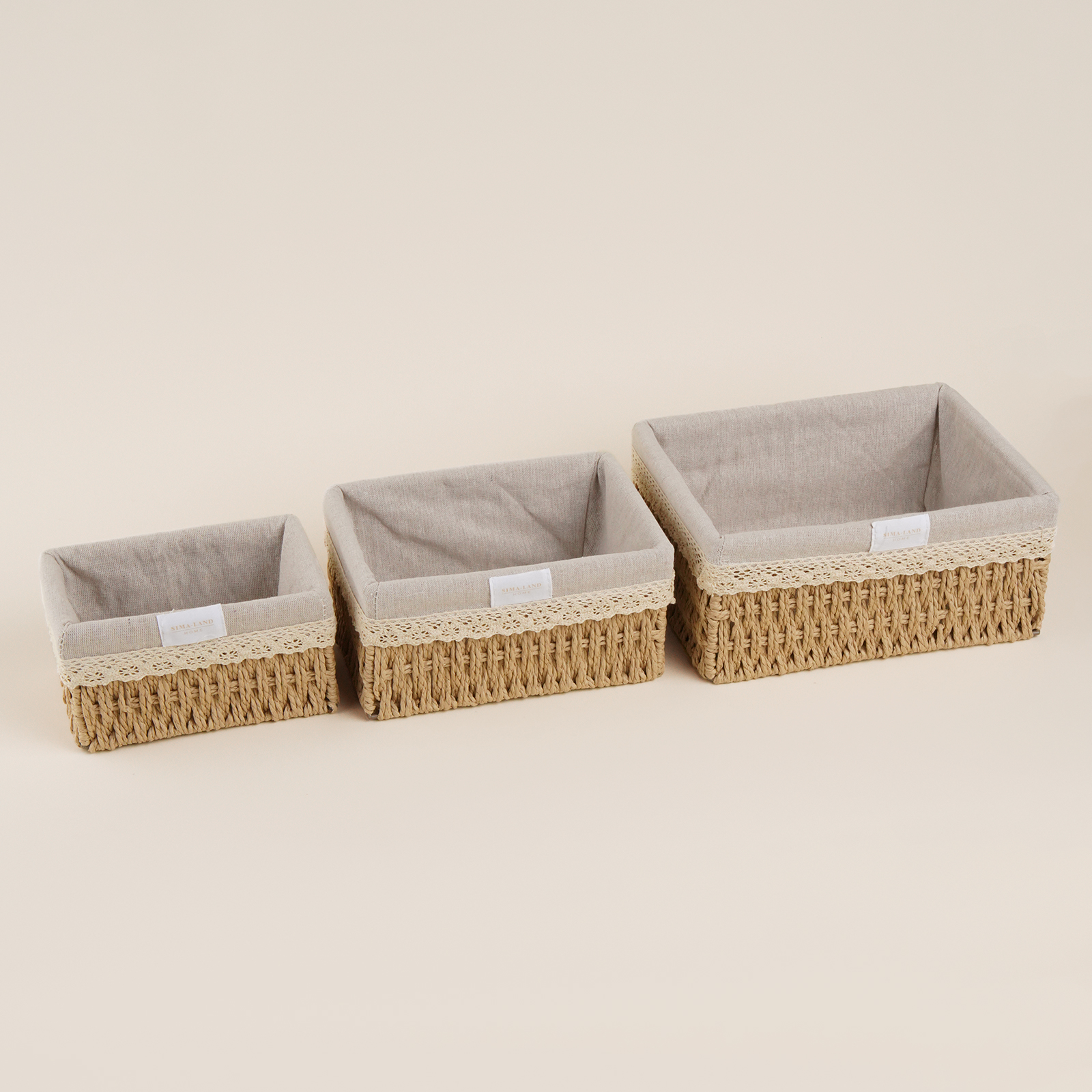 

Набор корзин для хранения ручного плетения SL Home Wicker 3 шт, 26х20х22 см, Бежевый, "Wicker"