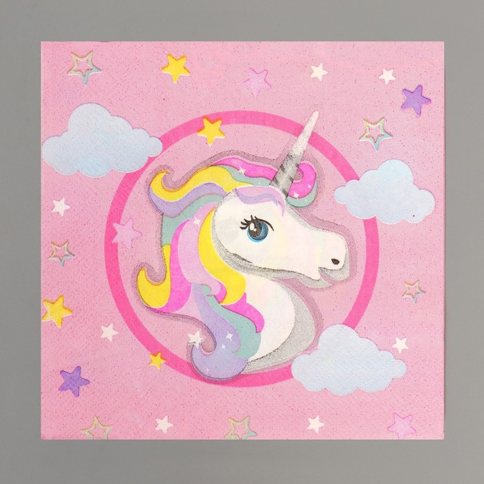 

Салфетки бумажные «Единорог», 33х33 см, набор 20 шт., Сервировка стола. Единороги