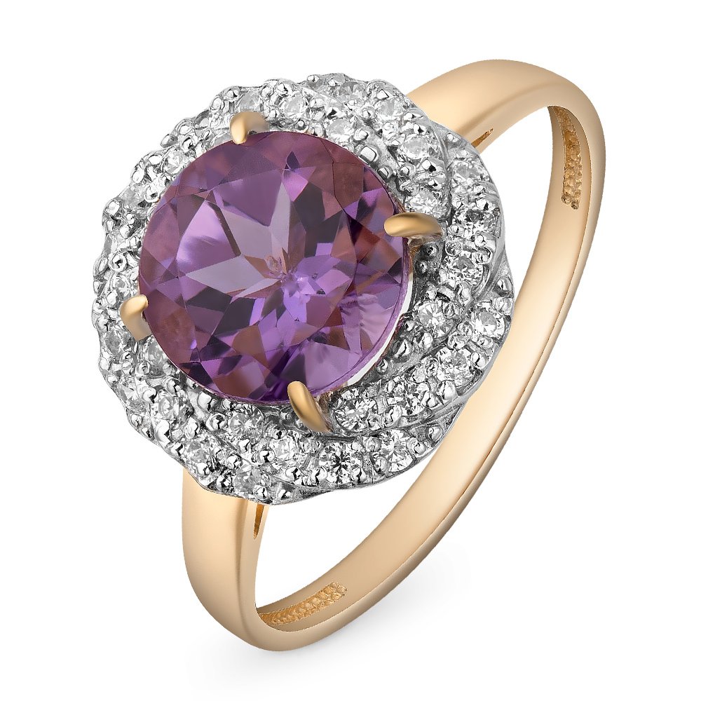 

Кольцо женское из красного золота с аметистом, фианитом 585Gold 201012119, р, 201012119