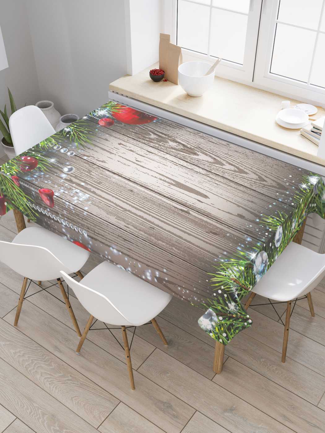 

Скатерть прямоугольная JoyArty "Блеск праздника" из сатена, 180x145 см, Блеск праздника