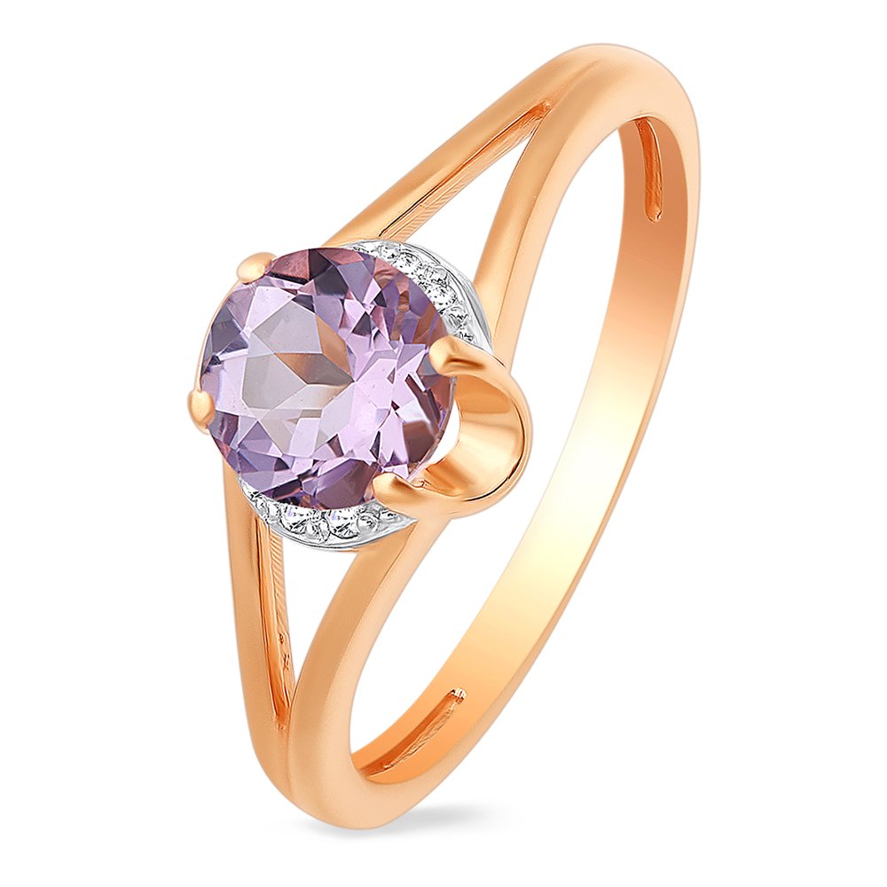 

Кольцо женское из красного золота с аметистом, фианитом 585Gold 201012057, р. 17, 201012057