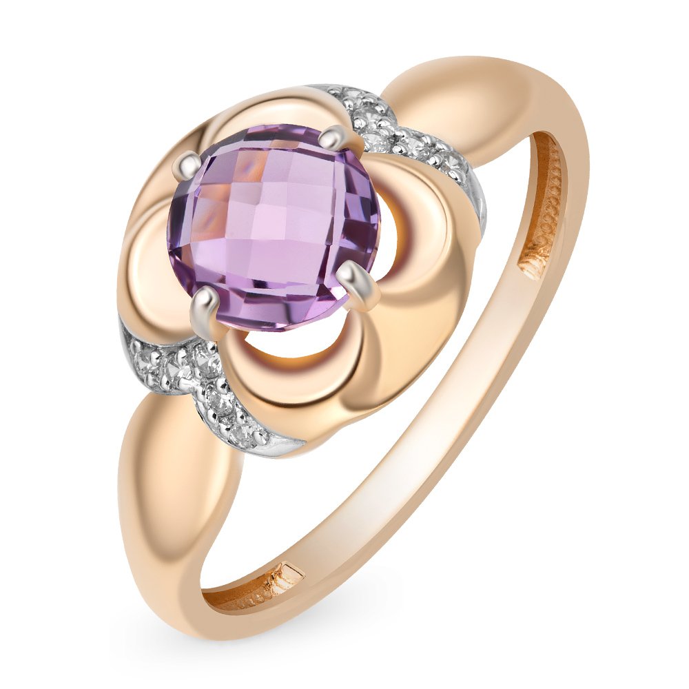 

Кольцо женское из красного золота с аметистом, фианитом 585Gold 201011672, р, 201011672