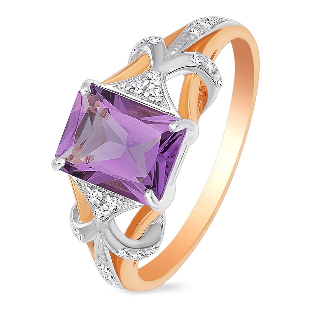 

Кольцо женское из красного золота с аметистом, фианитом 585Gold 201011848, р, 201011848