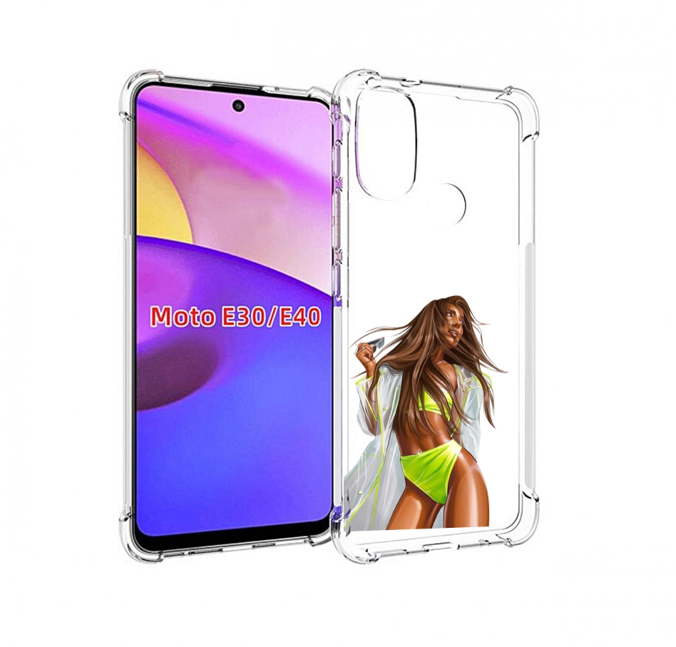 

Чехол бампер MyPads девушка-модель-мулатка для Motorola Moto E30, Прозрачный, Tocco