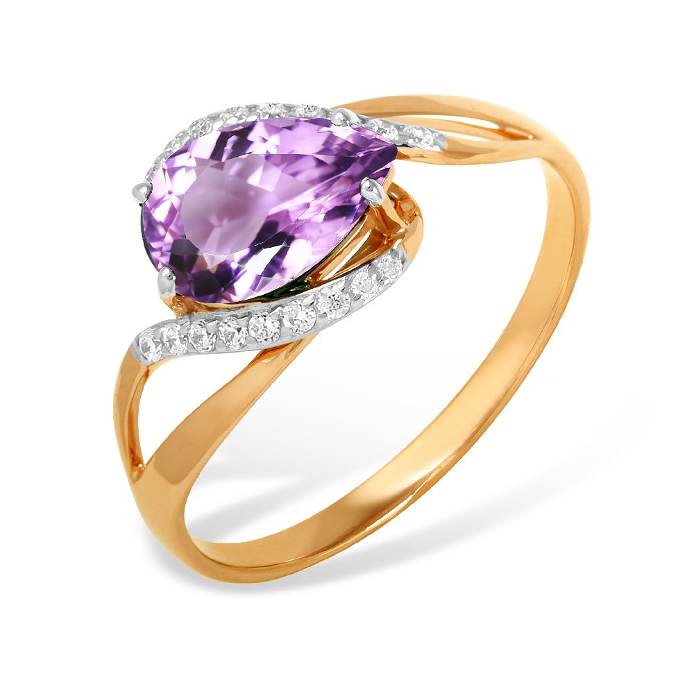 

Кольцо женское из красного золота с аметистом, фианитом 585Gold 201011846, р, 201011846