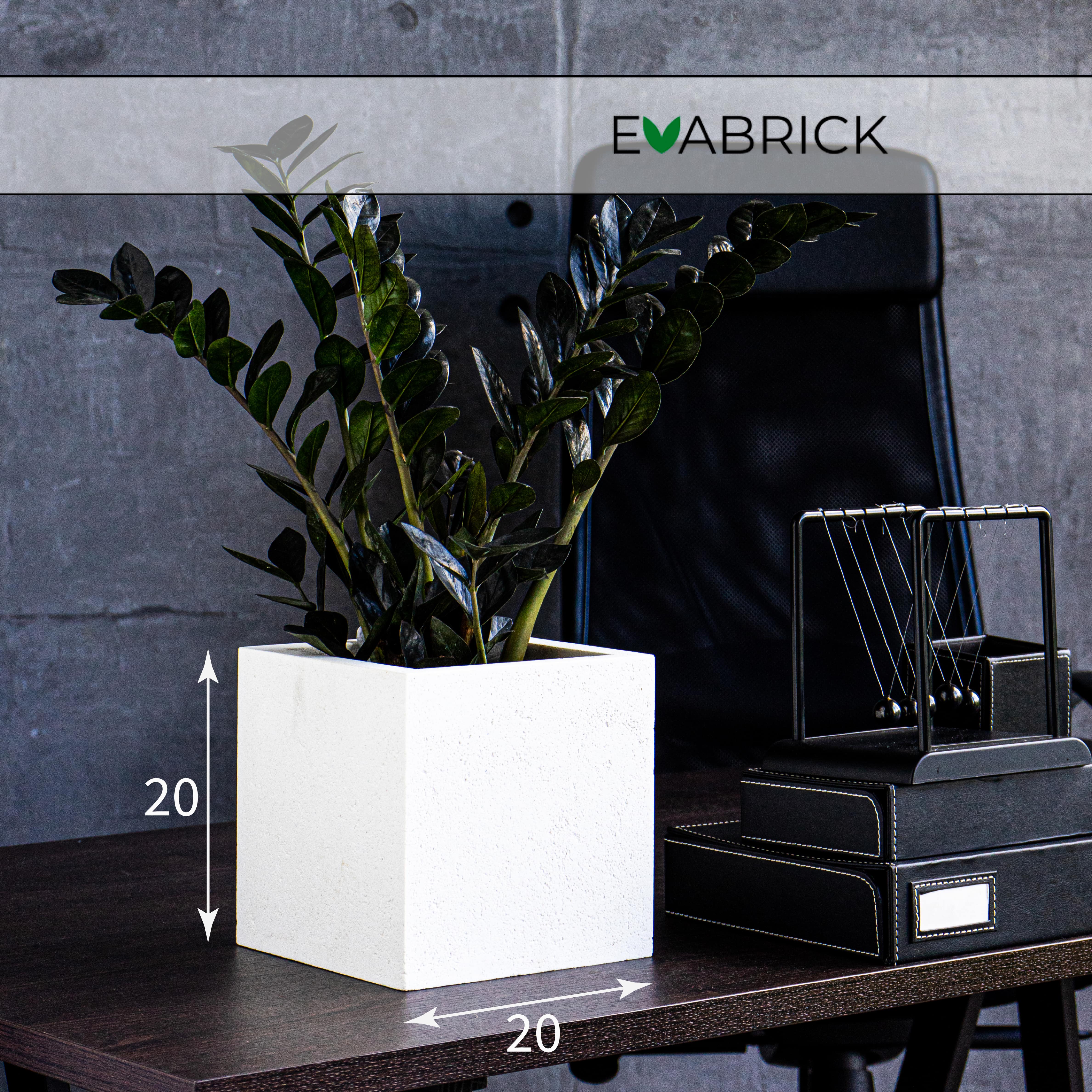 Цветочное кашпо Evabrick Cube искусственный камень Cube-HL200-200W 5 л белый 1 шт.