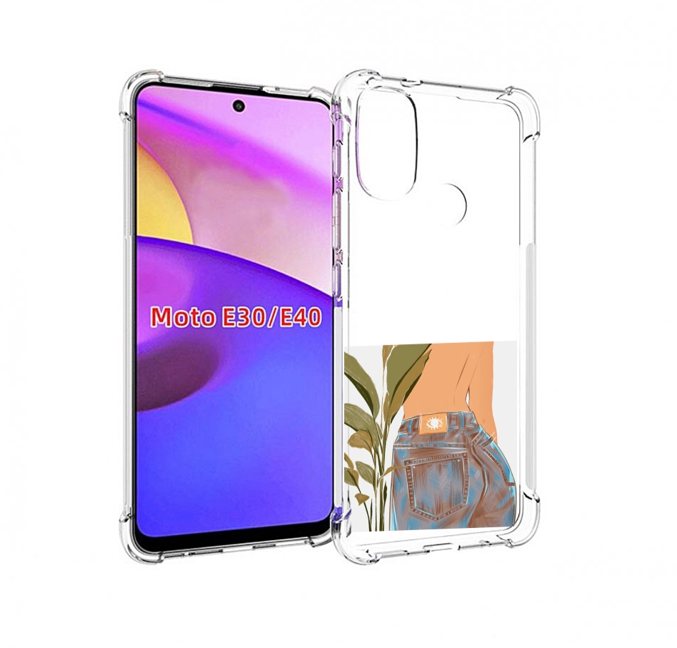

Чехол бампер MyPads девушка-в-джинсах для Motorola Moto E30., Прозрачный, Tocco