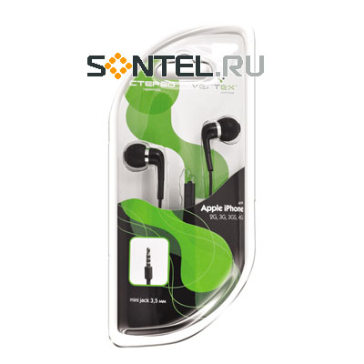 

Гарнитура стерео для iPhone 2G/3G/4 чёрная, Vertex