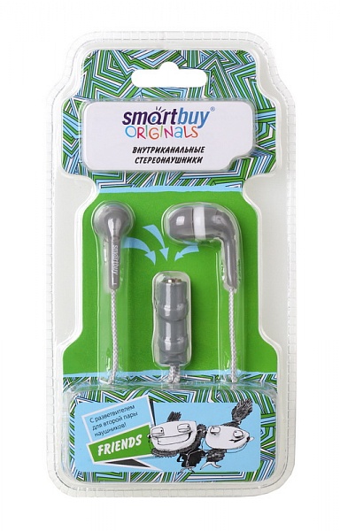 

Наушники SmartBuy Friends+разветвитель на 2 наушников (серые)