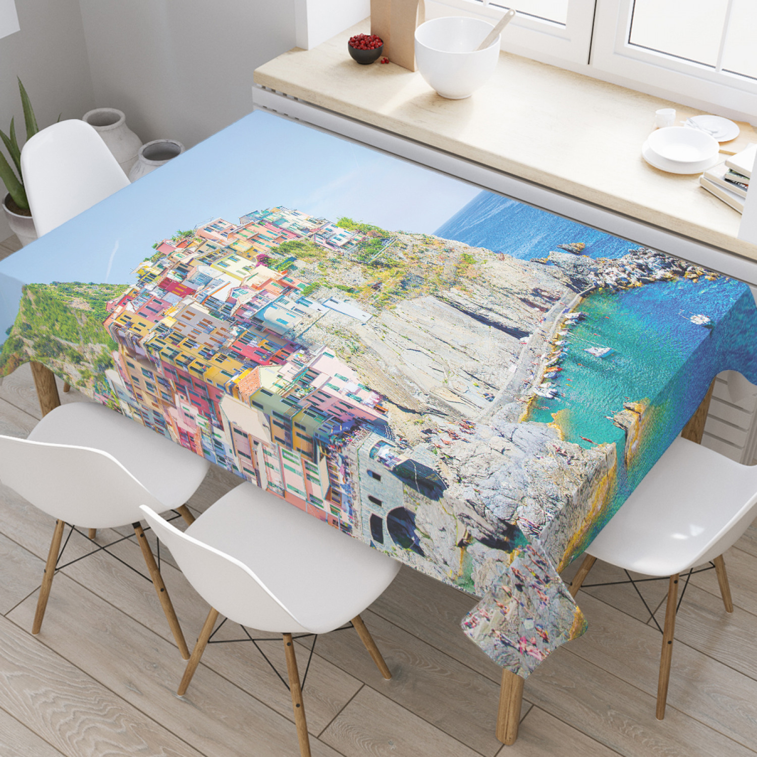 

Скатерть прямоугольная JoyArty "Италия Манарола" из оксфорда, 120x145 см, Голубой, Италия Манарола