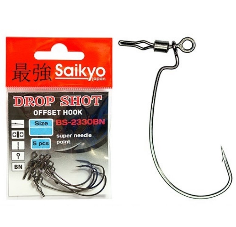 

Одинарные крючки Saikyo Curve Shank офсетные №2/0 BN, крепление под дроп-шот, Черный, Bs-2330 Drop Shot Bn №2/0