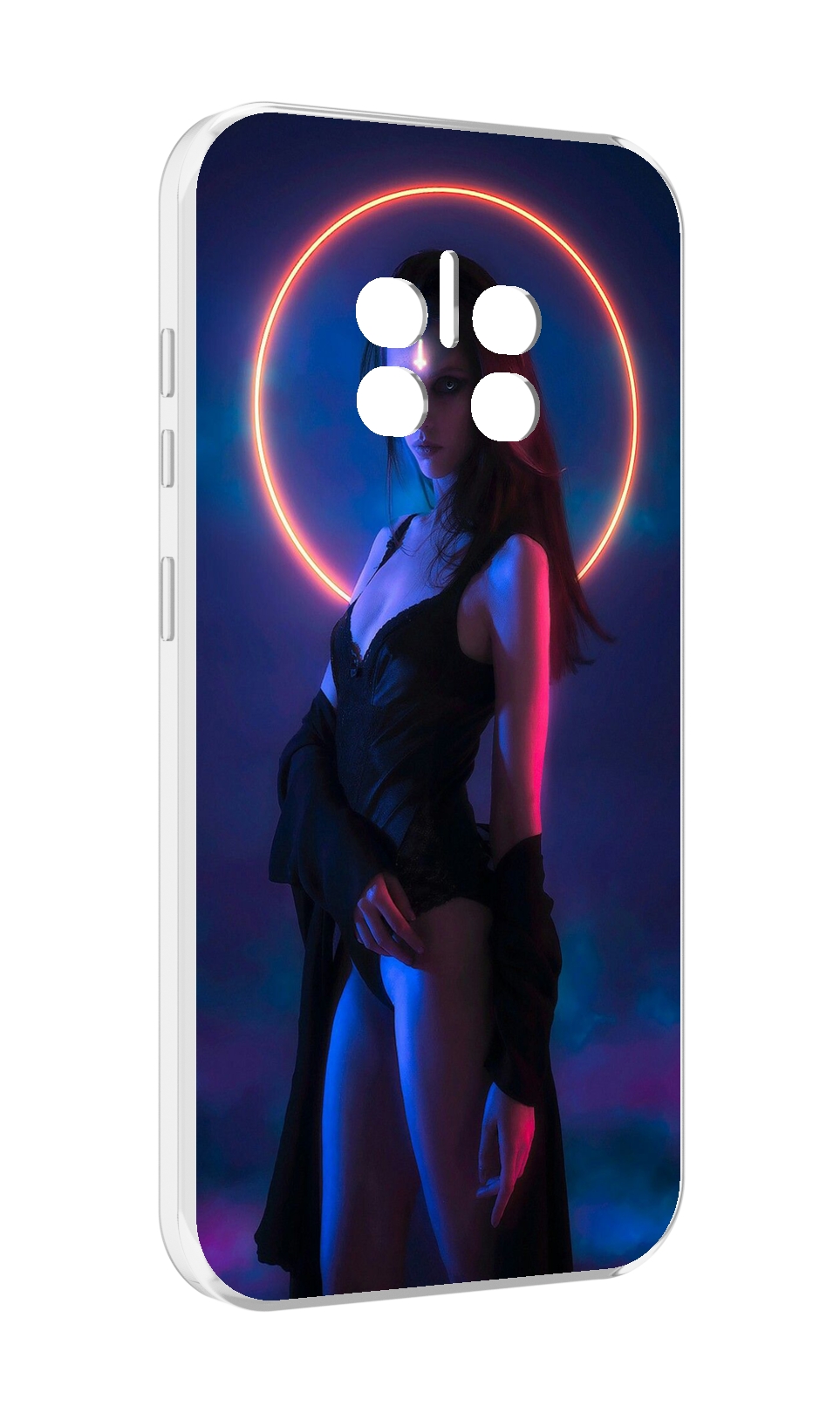 

Чехол MyPads девушка с неоновым кругом женский для Doogee V11, Прозрачный, Tocco