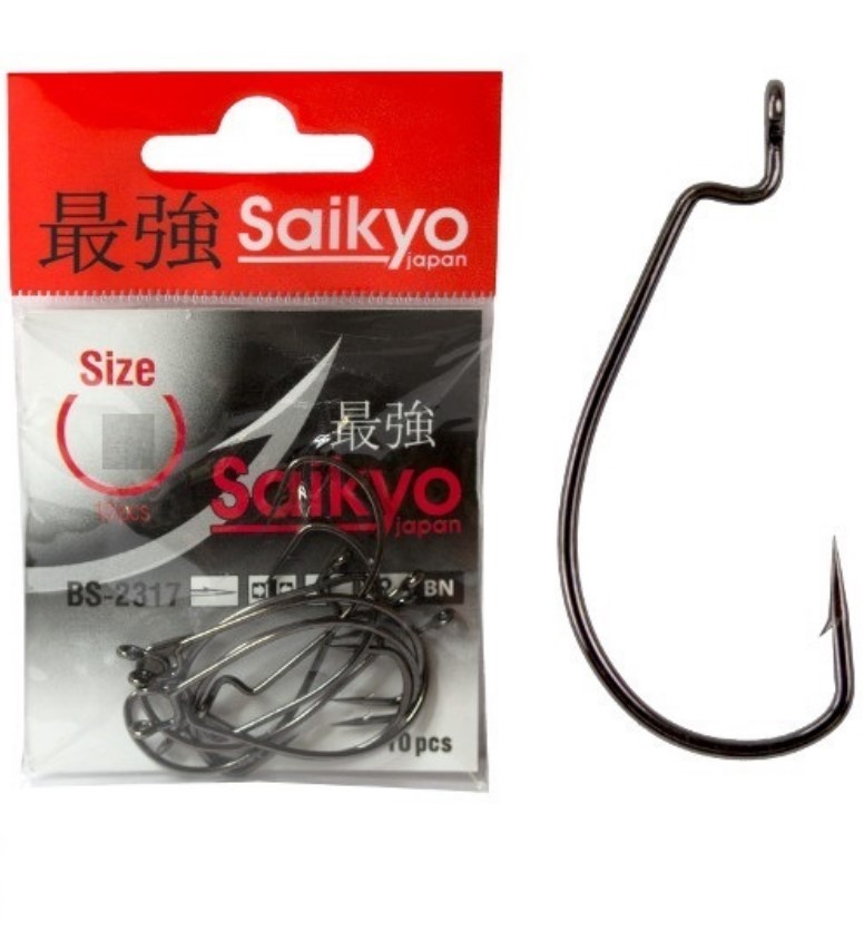 

Одинарные крючки Saikyo Chod Hook офсетные №4/0 BN, с колечком, прямое острие, с бородкой, Черный, Bs-2317 Bn №4/0