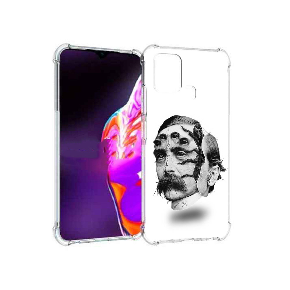 

Чехол MyPads Tocco для Infinix Hot 10s страшное лицо мужчины, Прозрачный, Tocco