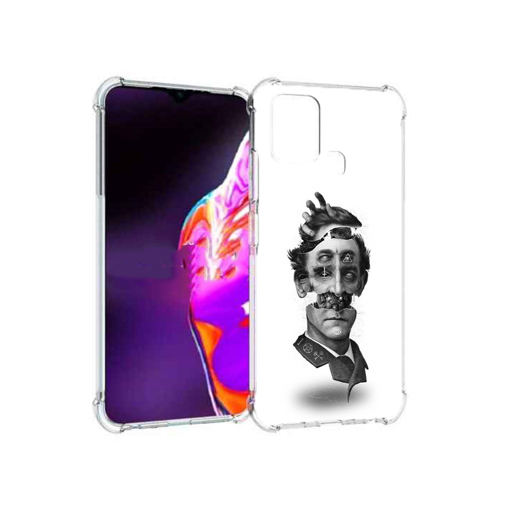 

Чехол MyPads Tocco для Infinix Hot 10s страшное лицо абстракция, Прозрачный, Tocco