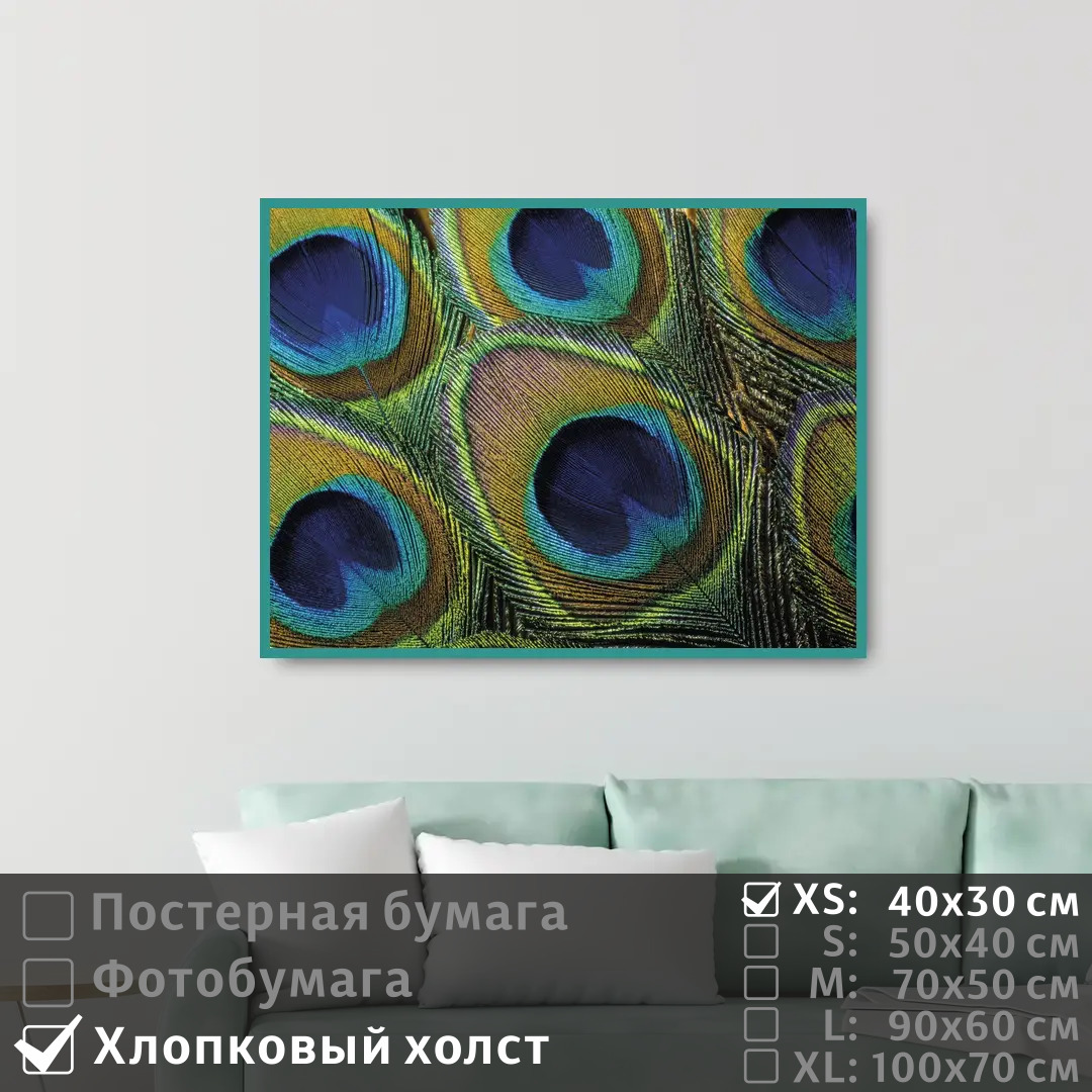 

Постер на холсте ПолиЦентр Перья павлина 40х30 см, ПерьяПавлина